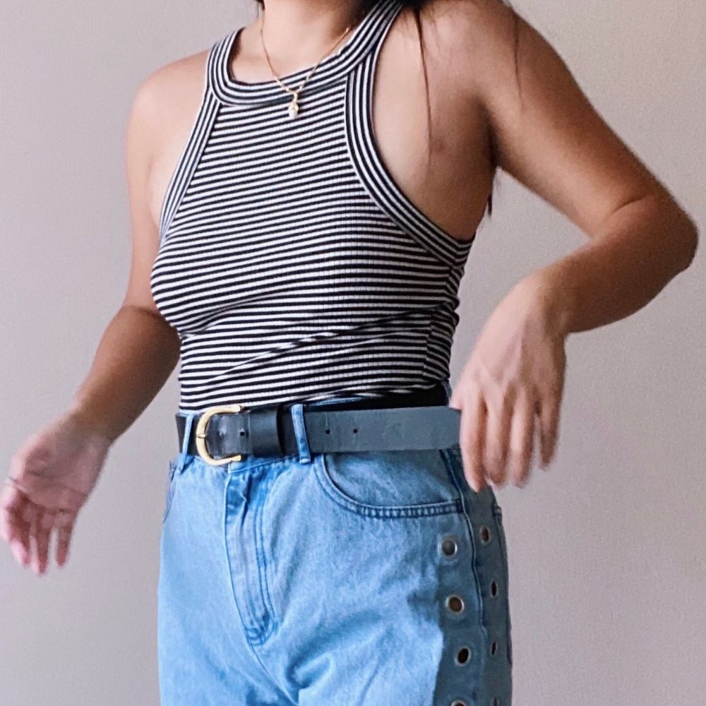 Cotton On striped cutoff halter top